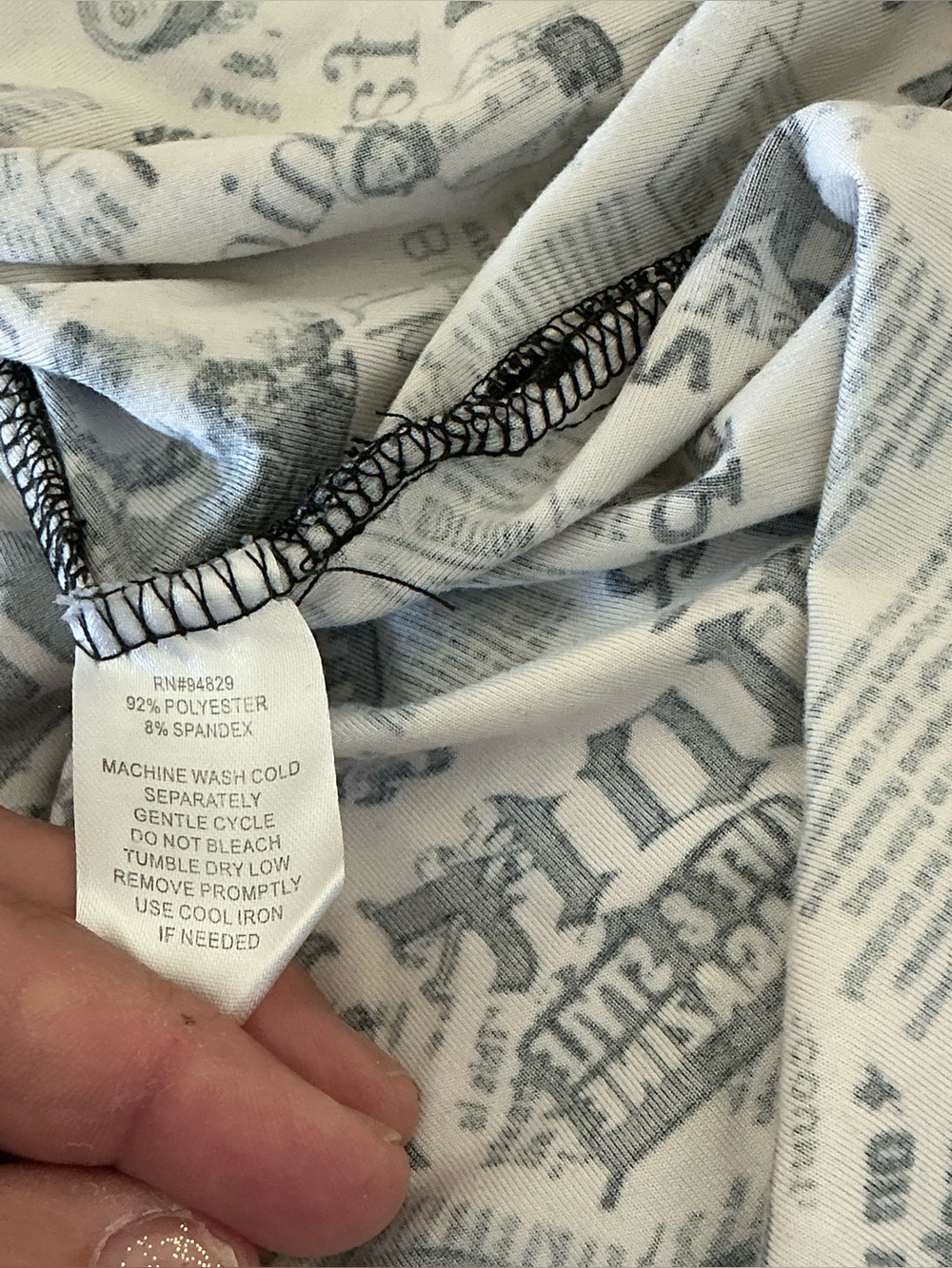 Derek Heart Newspaper Print Tie Waist Dress Size Large Black White Stretch - Picture 9 of 9